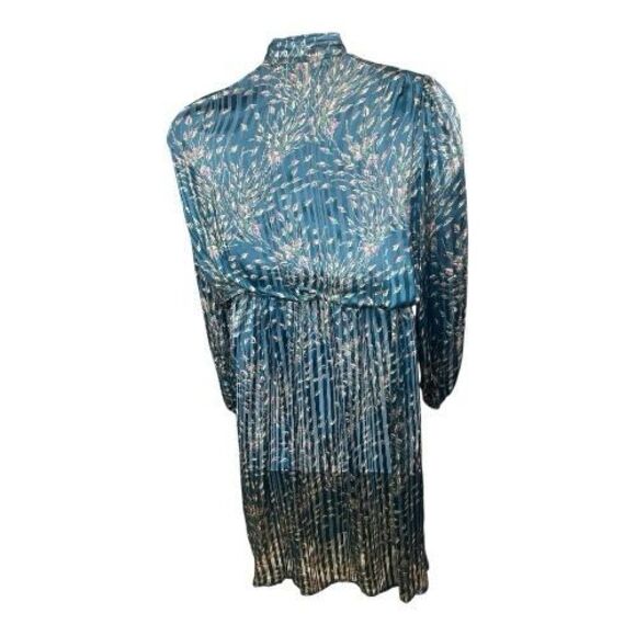 Vintage Francesca Of Damon For Starington Blue Floral Silk Blouson Dress Size16 - Picture 8 of 14